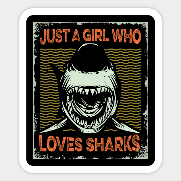 Just A Girl Who Loves Sharks Shark Lover Sticker by folidelarts